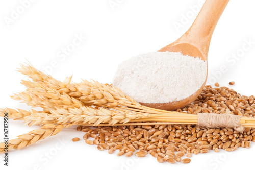 Spoon flour and wheat grain