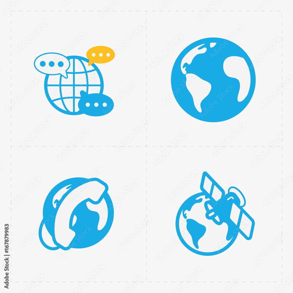 Earth vector icons set on white background.