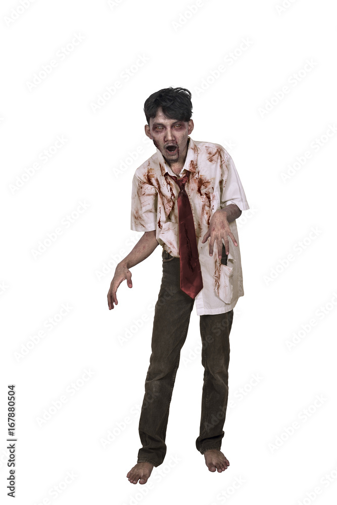 Portrait of asian zombie man with hand to reach you Portrait of asian zombie man with hand to reach you