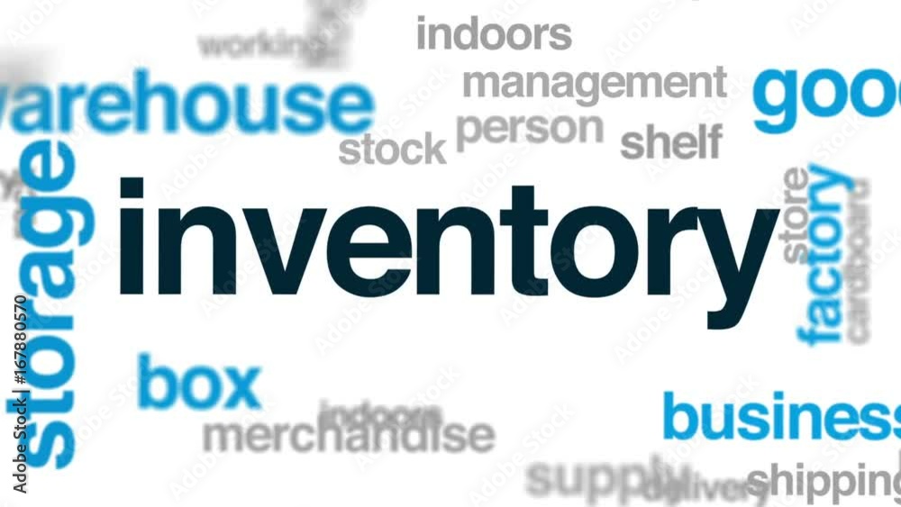 Inventory animated word cloud, text design animation. Inventory animated word cloud, text design animation.