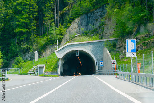 tunnel entrance with emergency sos sign