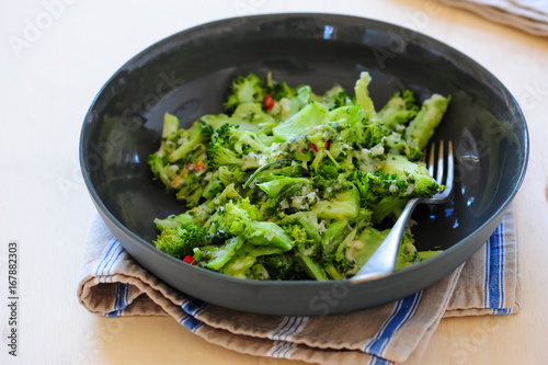 Homemade saladwith broccoli, balanced meal
