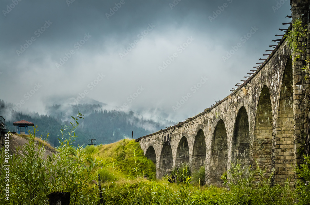 Viaduk bridge in Vorokhta village in Ukraine