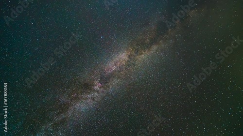The milky way time lapse with asteroids skyfall in august. no clouds photo
