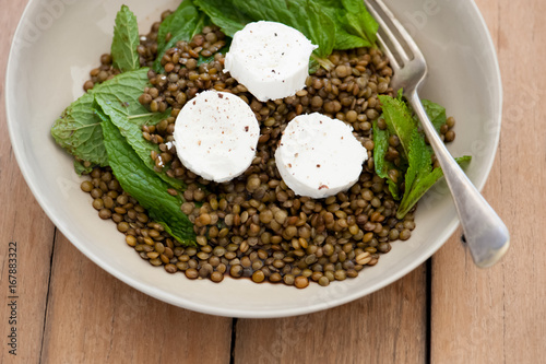 Homemade salad with peas, balanced meal