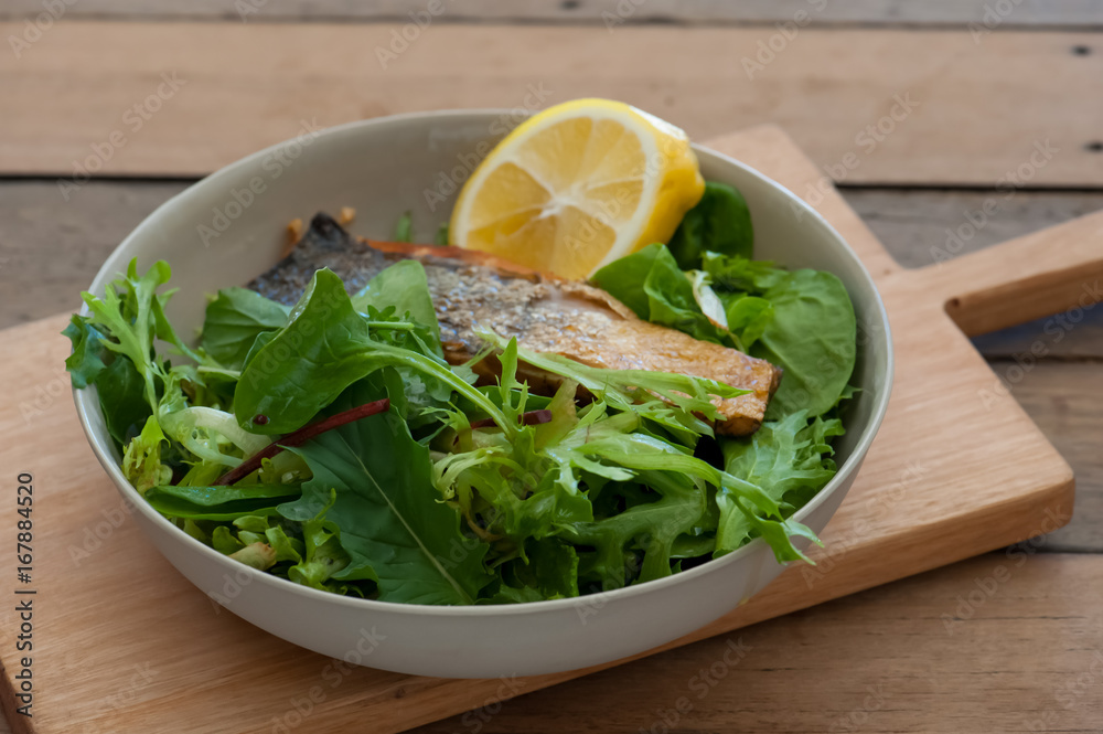 Homemade salad with fish, balanced meal Homemade salad with fish, balanced meal