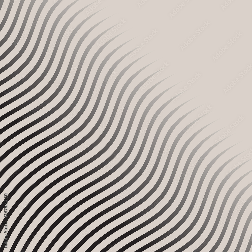 Abstract monochrome wave lines pattern striped halftone vector
