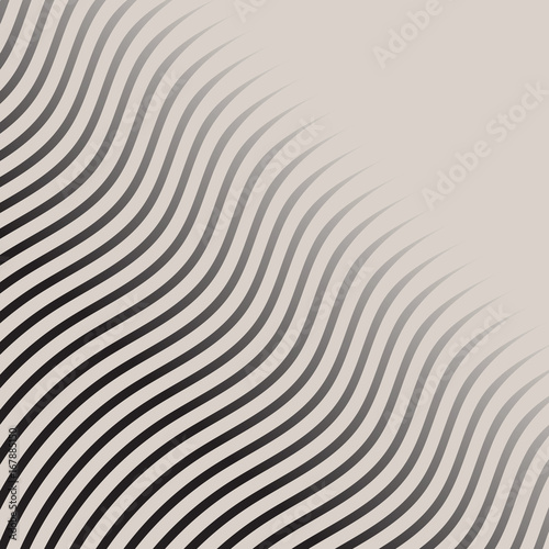 Abstract monochrome wave lines pattern striped halftone vector