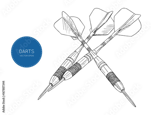 green arrow darts. sketch vector. photo