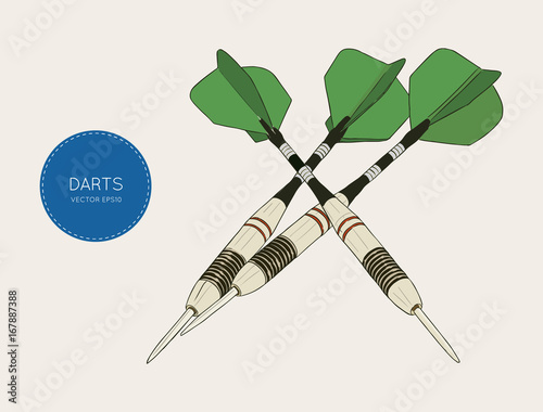 green arrow darts. sketch vector.