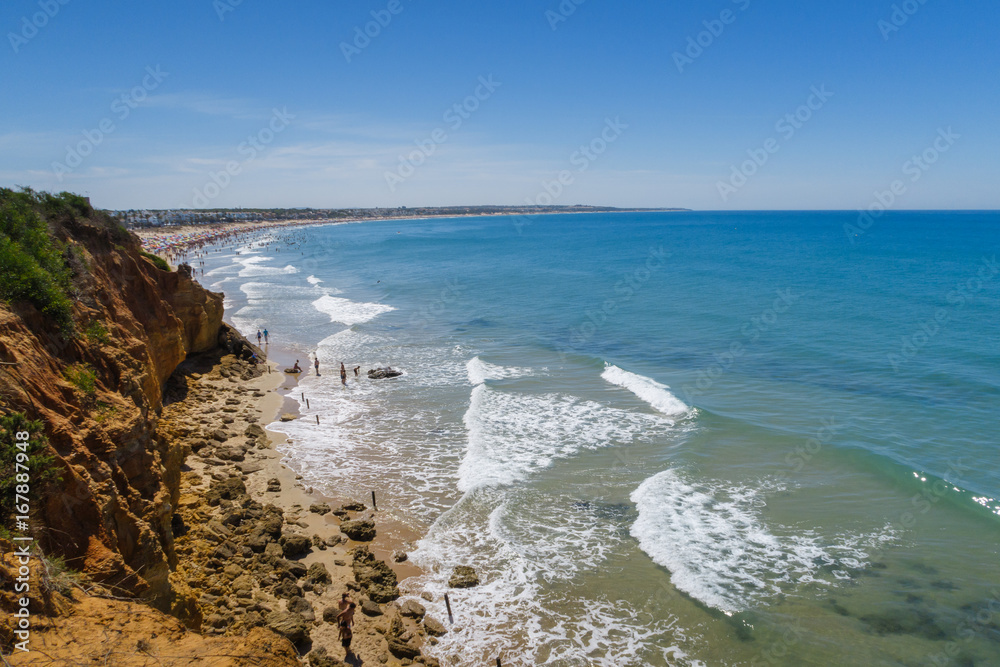 Beach of La Barrosa in Sancti Petri, seen from the cliffs of Chiclana