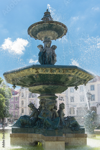 Lisbon, Rossio place, the fountain, Portugal 