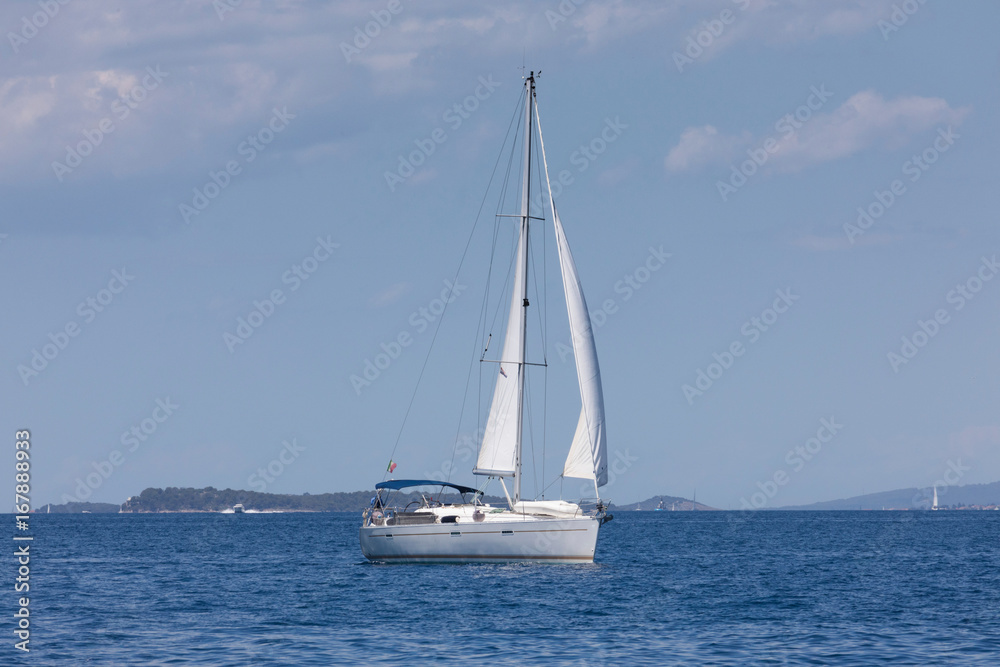 isolated yacht on adriatic sea