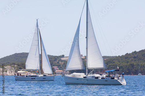 meeting yachts near seaside, croatia