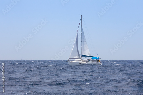 isolated yacht on adriatic sea