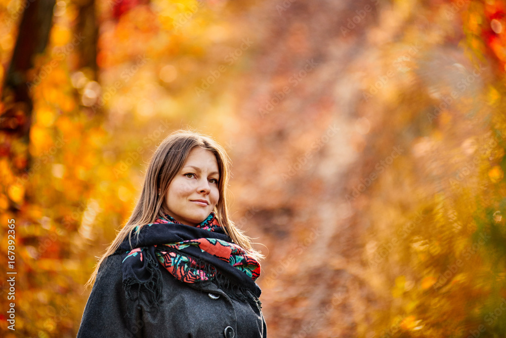 Woman in autumn forest Woman in autumn forest