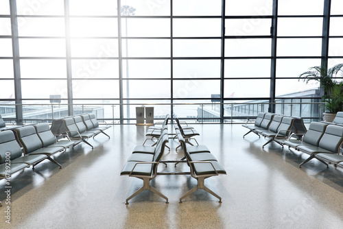 Empty airport terminal waiting area