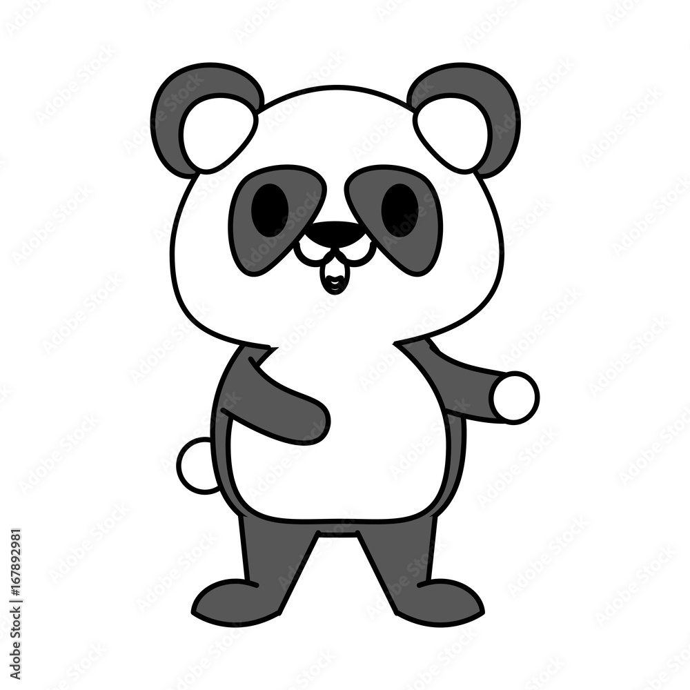 Flat line panda with hint of color over white background vector illustration Flat line panda with hint of color over white background vector illustration