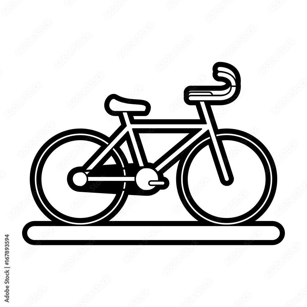 Flat line uncolored bike over white background vector illustration