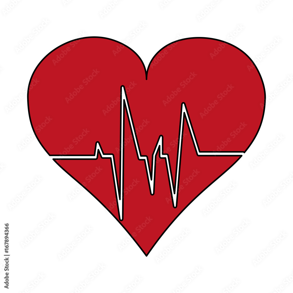 Flat line heart and ecg with hint of color over white background vector illustration Flat line heart and ecg with hint of color over white background vector illustration