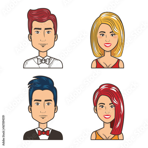 portraits of happy men and women people faces avatars vector illustration