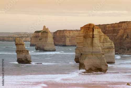 Evening at the twelve Apostles along the famous Great Ocean Road in Victoria, Australia.