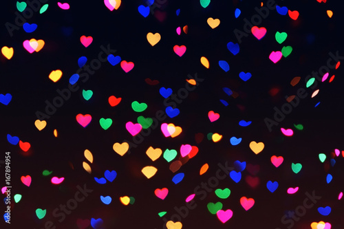 Bokeh hearts lights romantic background night 1