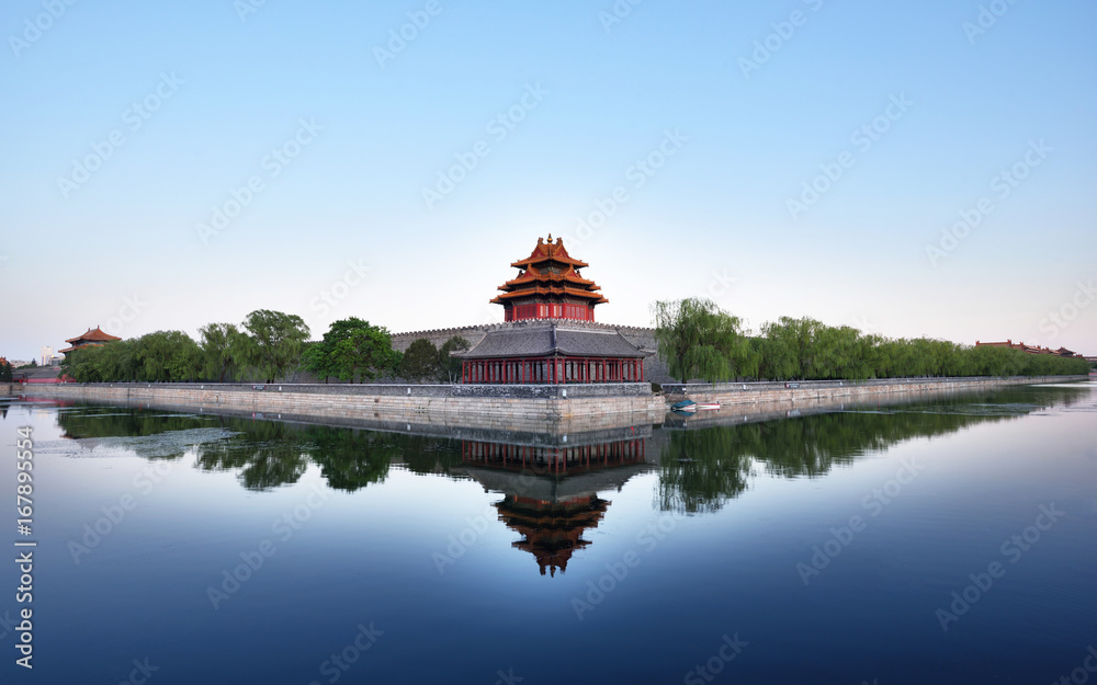 The forbidden city at sunset,Beijing,China.