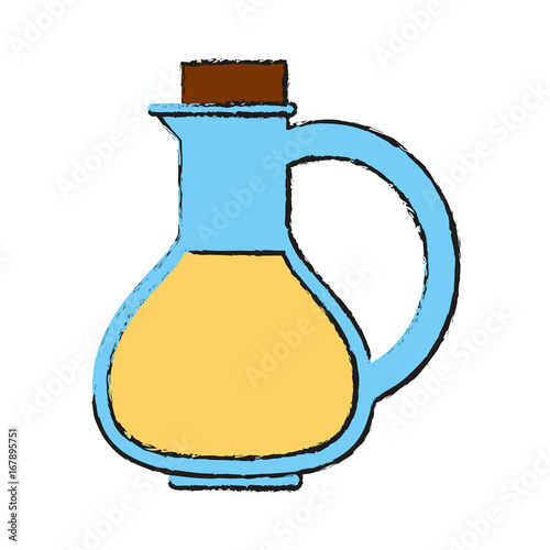Colorful oil flask doodle over white background vector illustration