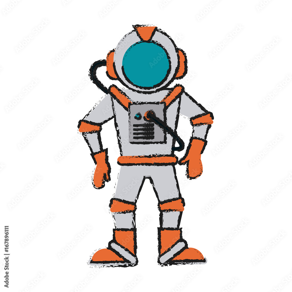 Colorful astronaut doodle over white background vector illustration