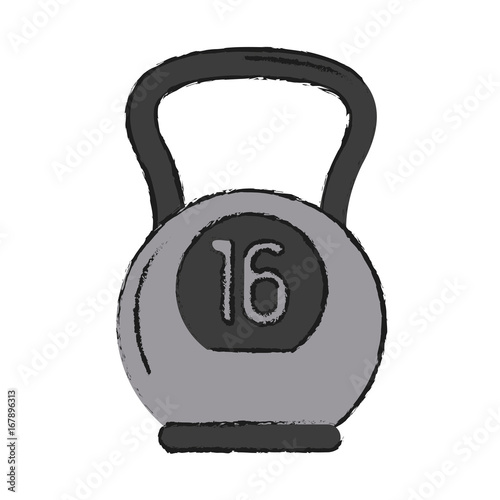 Colorful kettlebell doodle over white background vector illustration