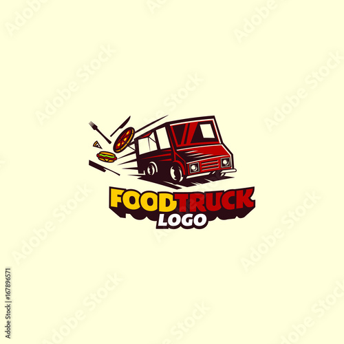 fun food truck logo vector graphic