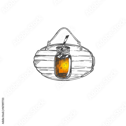 Kombucha homemade tea collection. Vector hand drawn illustration. Isolated objects on white