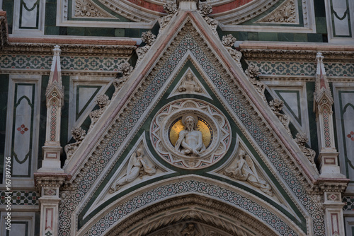 Details of the exterior of the Cattedrale di Santa Maria del Fiore ( "Cathedral of Saint Mary of the Flower") - the main church of Florence, Tuscany, Italy. 