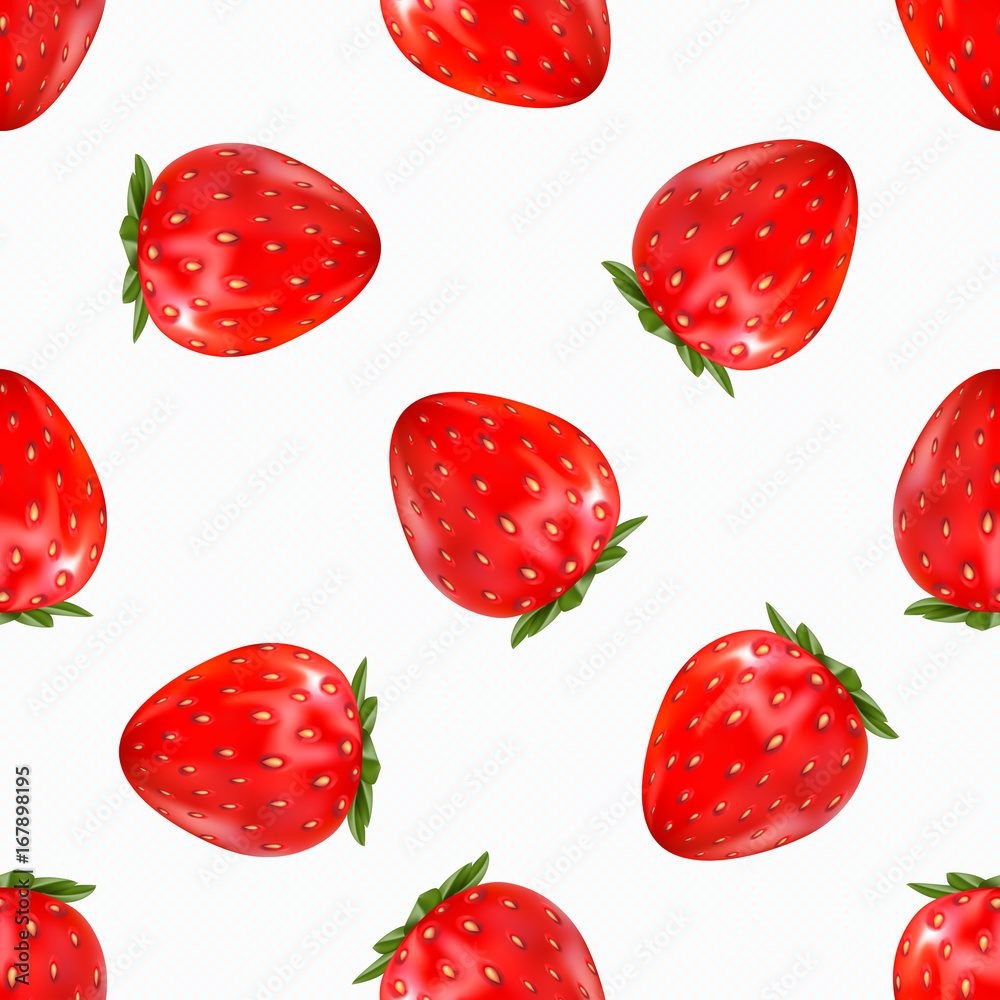 Strawberry seamless pattern. 3d realistic vector illustration isolated. Strawberry seamless pattern. 3d realistic vector illustration isolated.