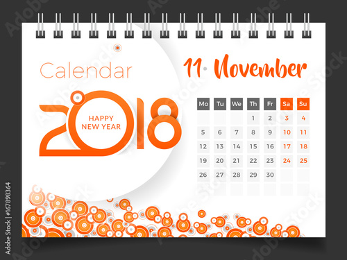 November 2018. Desk Calendar 2018