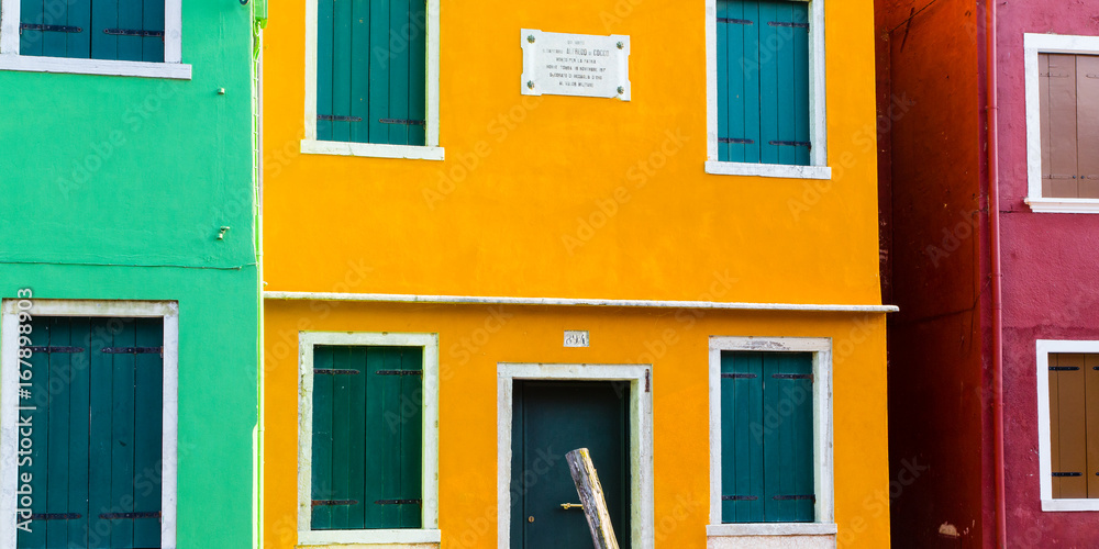 The famous colorful island of Burano in the lagoon of Venice