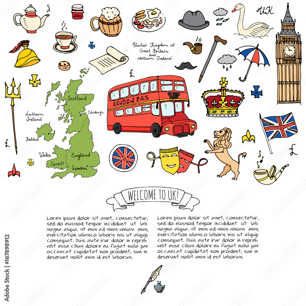 Hand Drawn Doodle United Kingdom Set Vector Illustration UK Icons hand-drawn-doodle-united-kingdom-set-vector-illustration-uk-icons