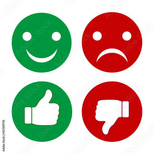 Finger pointer and smileys of emotions