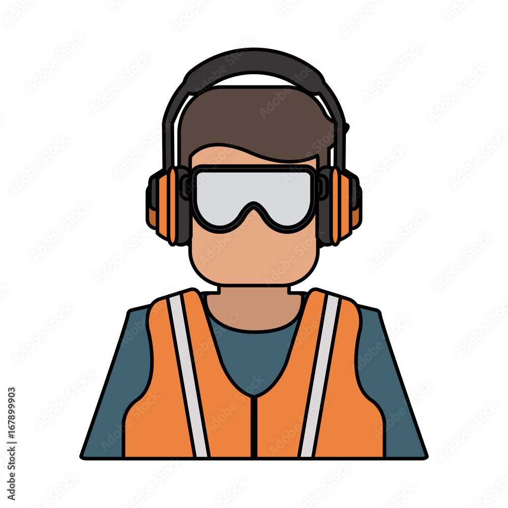 worker avatar with industrial safety icon image vector illustration design 