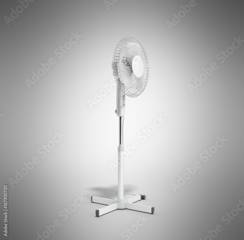 white electric fan 3d render on grey background