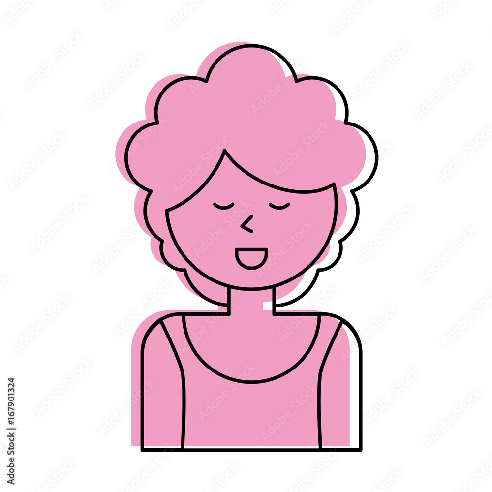 happy woman with big curly hair cartoon icon image vector illustration design pink color happy woman with big curly hair cartoon icon image vector illustration design pink color