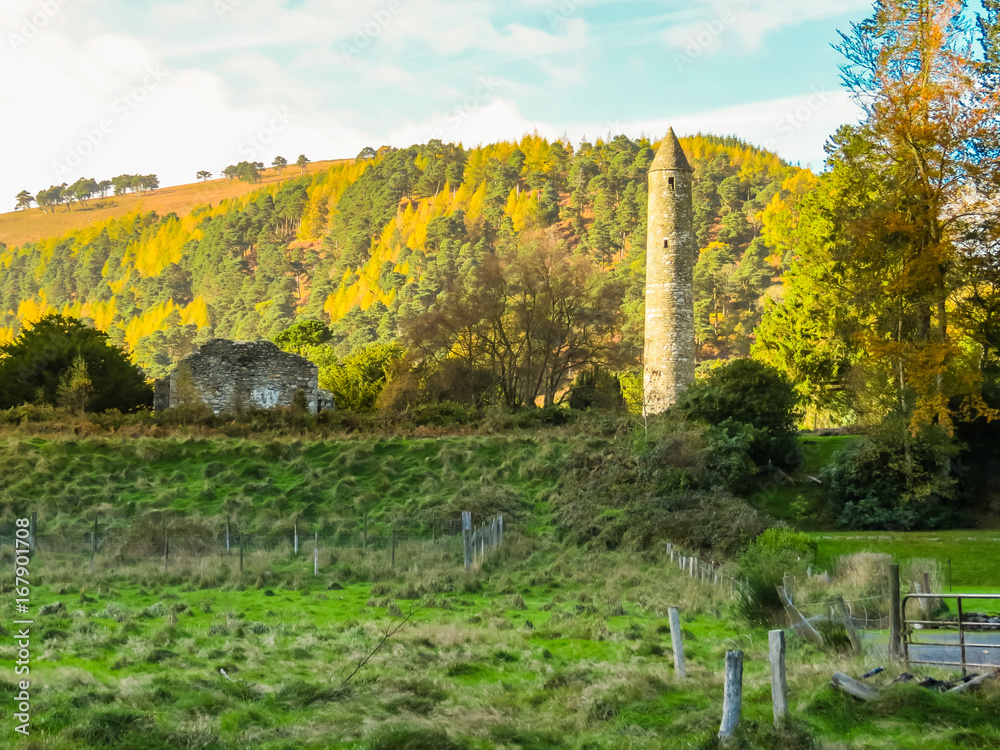 Monastic site in the Glendalough Valley, Wicklow Mountains National Park, Ireland