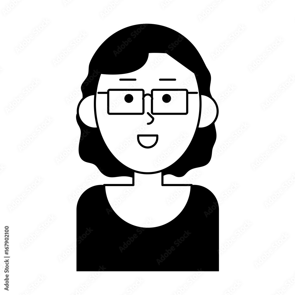happy woman wearing glasses cartoon  icon image vector illustration design 