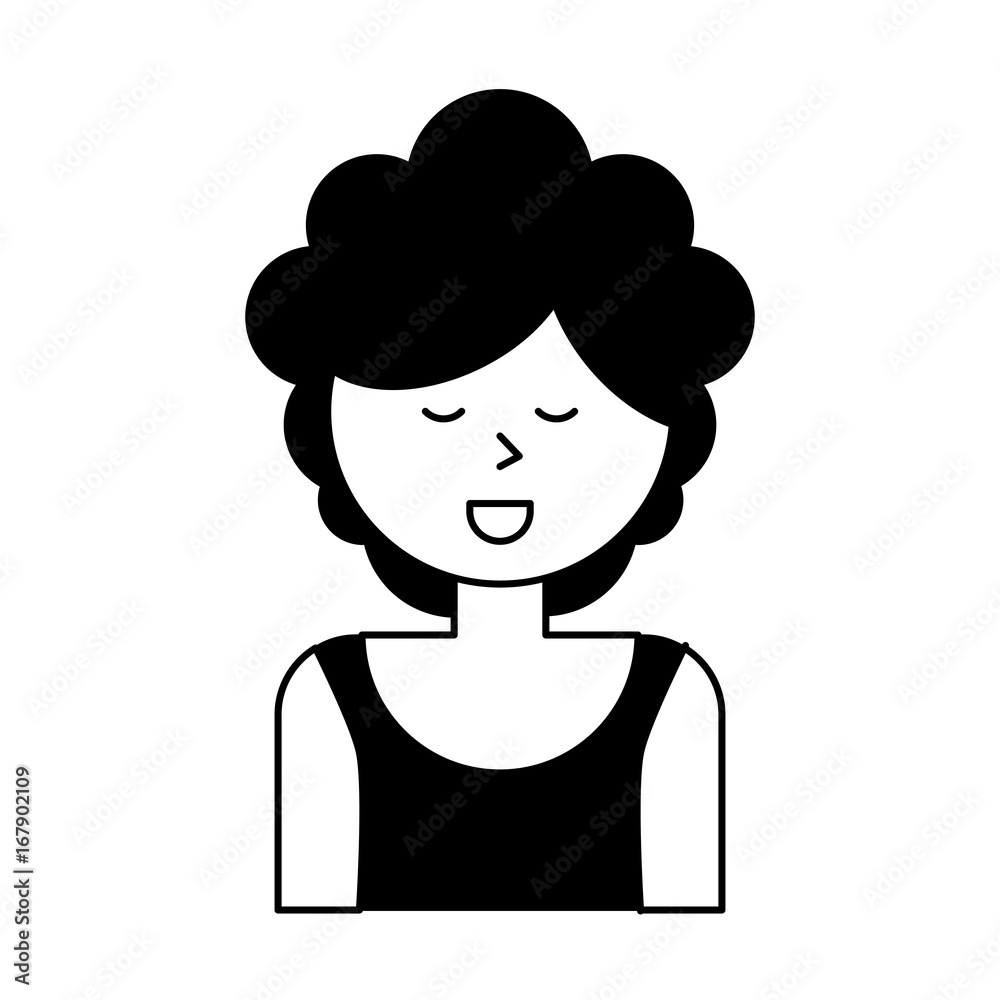 happy woman with big curly hair cartoon icon image vector illustration design happy woman with big curly hair cartoon icon image vector illustration design