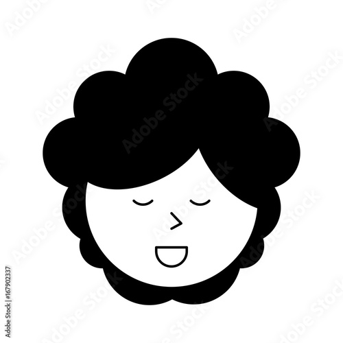 Fototapeta Naklejka Na Ścianę i Meble -  happy woman with big curly hair cartoon  icon image vector illustration design 