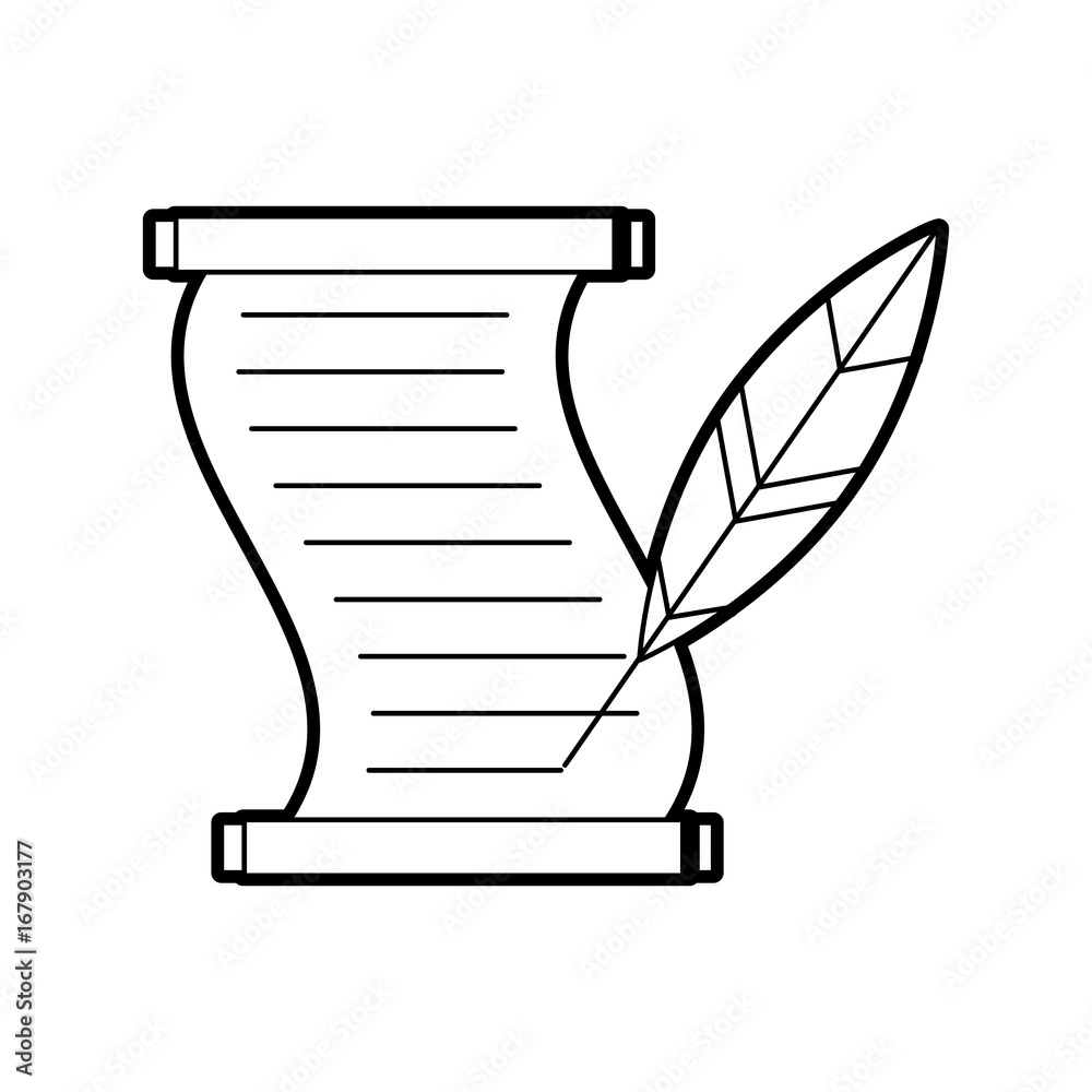 Museum papyrus with feather vector illustration design Museum papyrus with feather vector illustration design