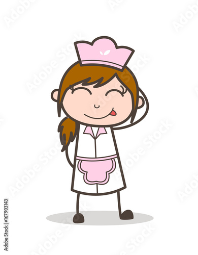 Cartoon Naughty Waitress Blushing Vector