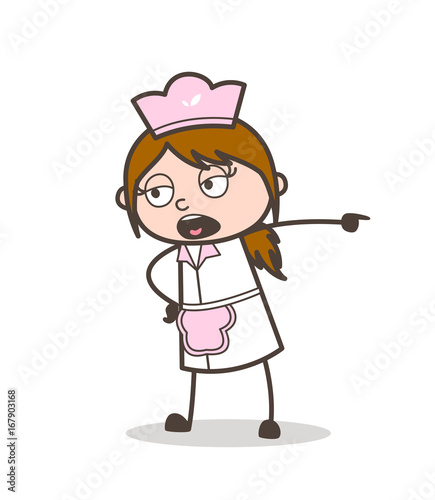 Cartoon Female Restaurant Worker Shouting Vector