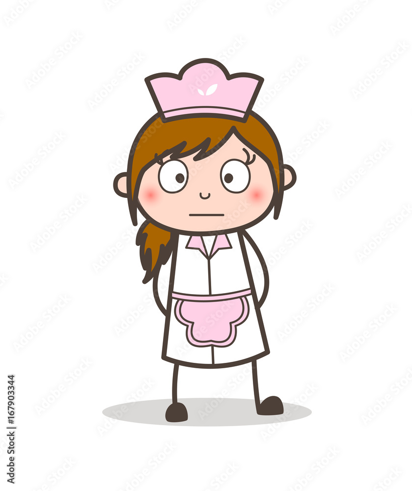 Cartoon Waitress Shocked Face Vector Illustration Cartoon Waitress Shocked Face Vector Illustration